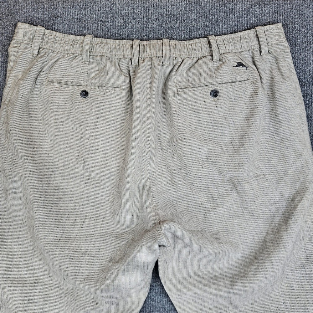 Tommy Bahama Beach Coast Linen Pants Mens 2XLB Full Elastic Tan Gray Herringbone - Picture 11 of 11